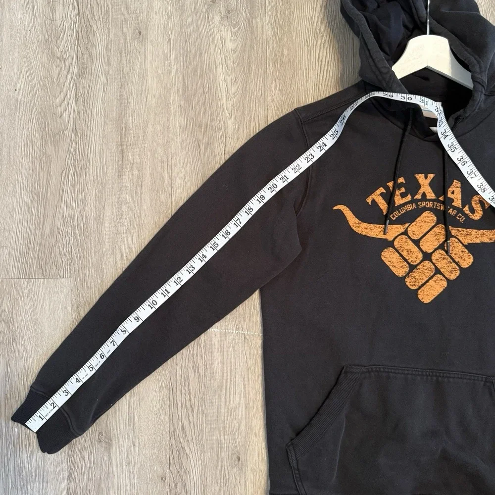 Columbia‎ Texas Longhorn Mens Small Hoodie Black Faded Pullover Sweater Jacket